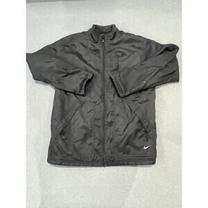 Vintage Nike Jacket Men's Size Med Black Zip Gray Tag Y2K Swoosh 90s